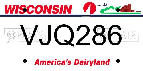VJQ286 Wisconsin License Plate
