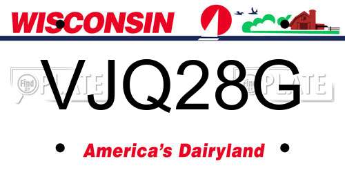 VJQ28G Wisconsin License Plate
