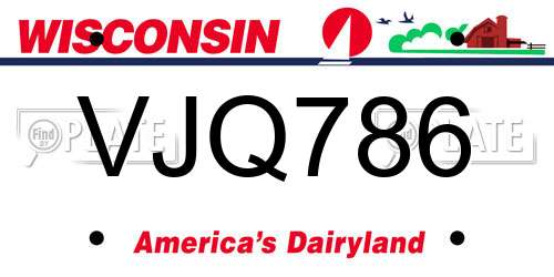 VJQ786 Wisconsin License Plate