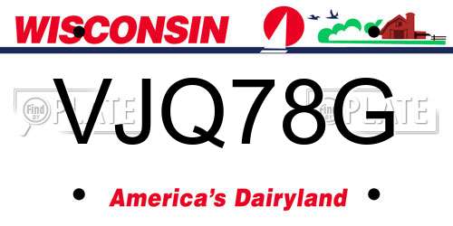 VJQ78G Wisconsin License Plate