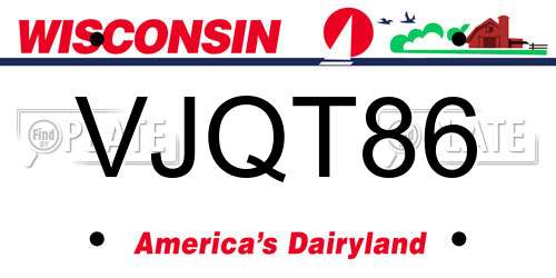 VJQT86 Wisconsin License Plate