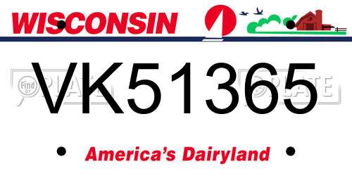 VK51365 Wisconsin License Plate
