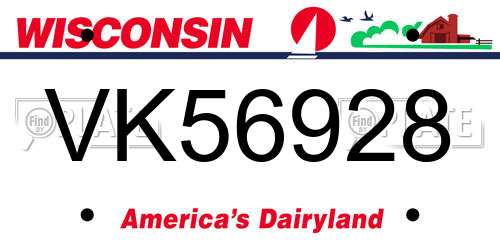 VK56928 Wisconsin License Plate
