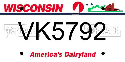 VK5792 Wisconsin License Plate