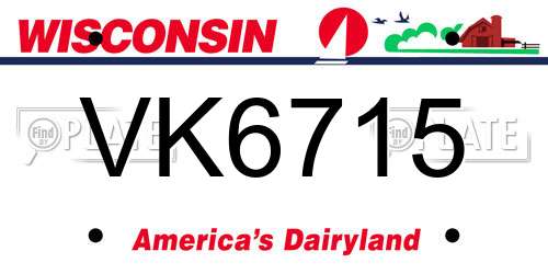 VK6715 Wisconsin License Plate