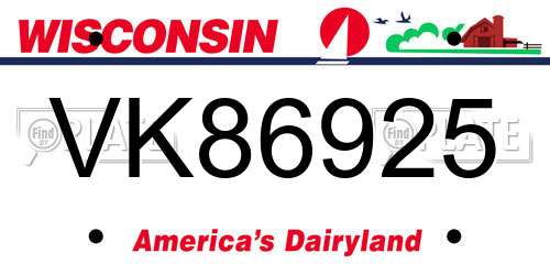 VK86925 Wisconsin License Plate