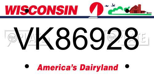 VK86928 Wisconsin License Plate