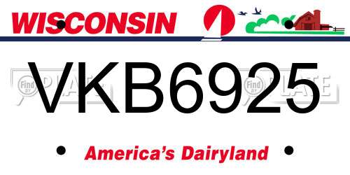 VKB6925 Wisconsin License Plate