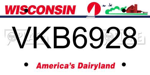 VKB6928 Wisconsin License Plate
