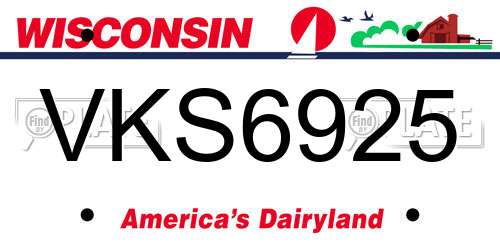 VKS6925 Wisconsin License Plate