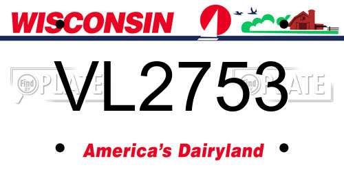 VL2753 Wisconsin License Plate