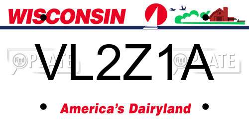 VL2Z1A Wisconsin License Plate