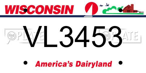 VL3453 Wisconsin License Plate
