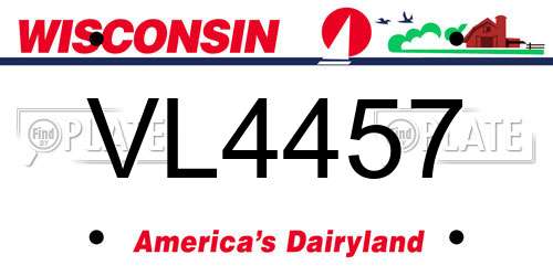 VL4457 Wisconsin License Plate