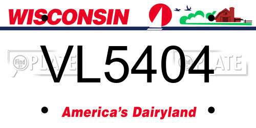 VL5404 Wisconsin License Plate