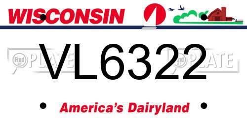 VL6322 Wisconsin License Plate