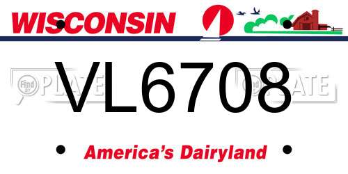 VL6708 Wisconsin License Plate