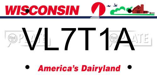 VL7T1A Wisconsin License Plate