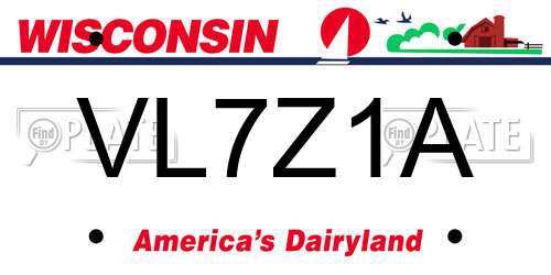 VL7Z1A Wisconsin License Plate