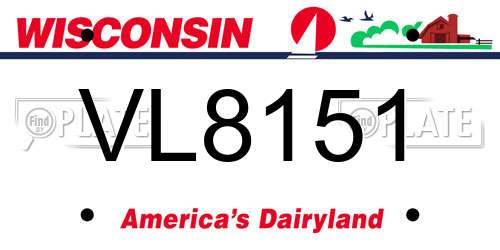 VL8151 Wisconsin License Plate