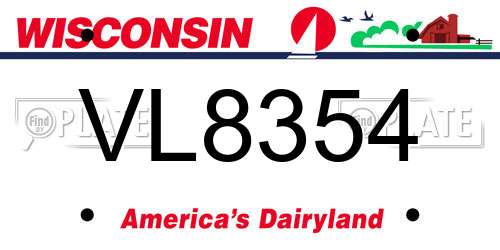 VL8354 Wisconsin License Plate