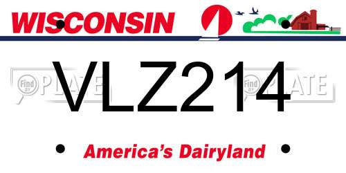 VLZ214 Wisconsin License Plate