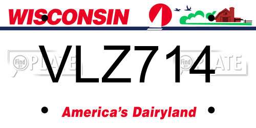 VLZ714 Wisconsin License Plate