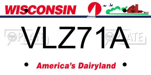 VLZ71A Wisconsin License Plate