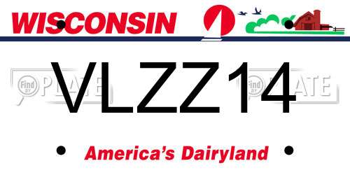 VLZZ14 Wisconsin License Plate