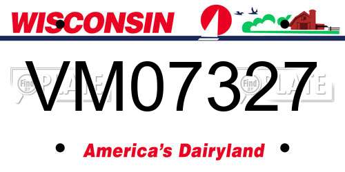 VM07327 Wisconsin License Plate
