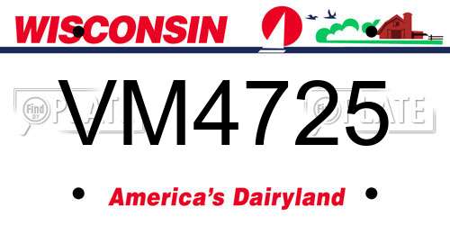 VM4725 Wisconsin License Plate