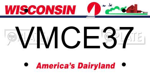 VMCE37 Wisconsin License Plate