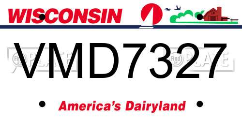VMD7327 Wisconsin License Plate