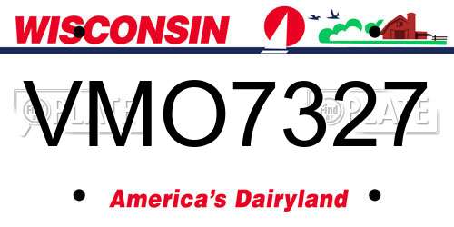 VMO7327 Wisconsin License Plate