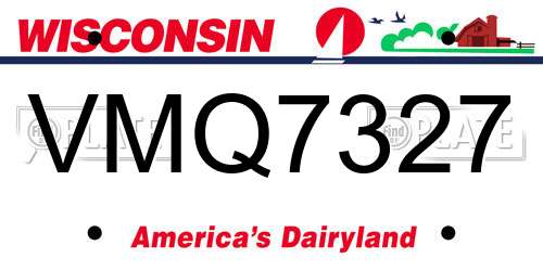 VMQ7327 Wisconsin License Plate