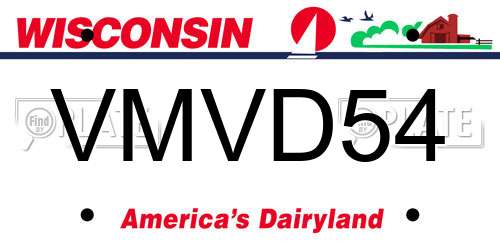 VMVD54 Wisconsin License Plate