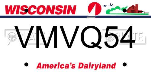 VMVQ54 Wisconsin License Plate