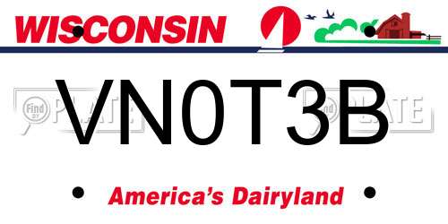 VN0T3B Wisconsin License Plate