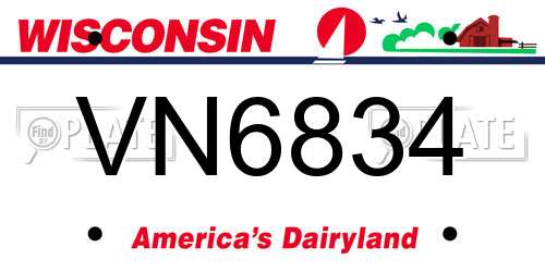 VN6834 Wisconsin License Plate