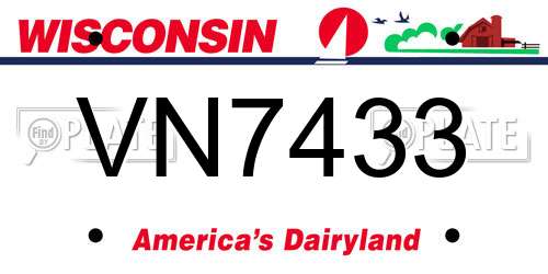 VN7433 Wisconsin License Plate