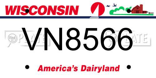 VN8566 Wisconsin License Plate