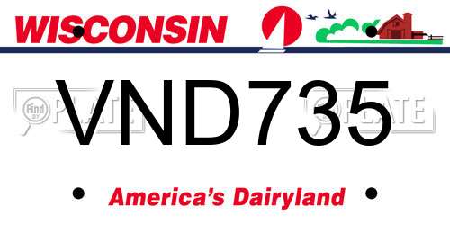 VND735 Wisconsin License Plate