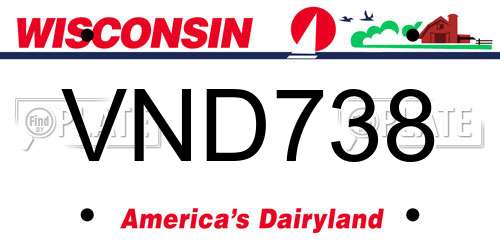 VND738 Wisconsin License Plate