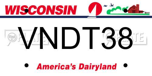 VNDT38 Wisconsin License Plate