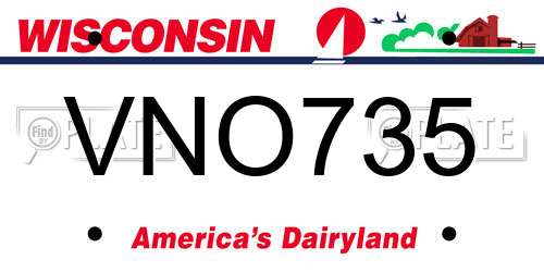 VNO735 Wisconsin License Plate