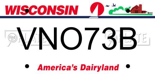 VNO73B Wisconsin License Plate