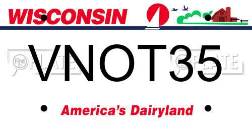 VNOT35 Wisconsin License Plate