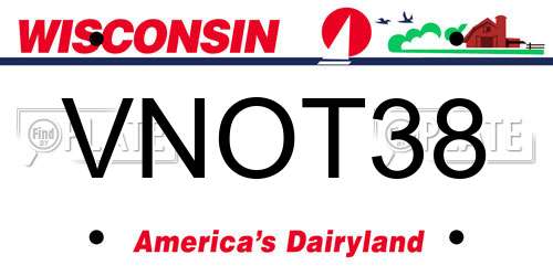VNOT38 Wisconsin License Plate