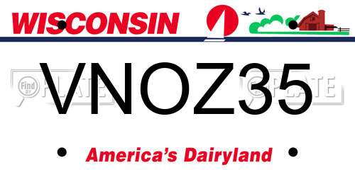 VNOZ35 Wisconsin License Plate