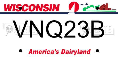 VNQ23B Wisconsin License Plate